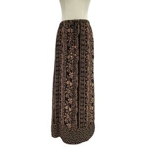 Vintage 90s Notations Beaded Boho Maxi Skirt M Brown Black Earthy Witchy Hippie